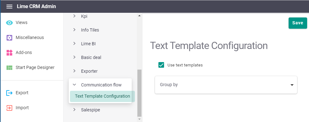 Text template configuration